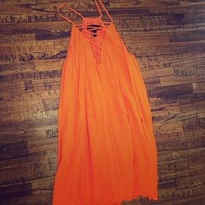 H&M orange spaghetti strap short dress